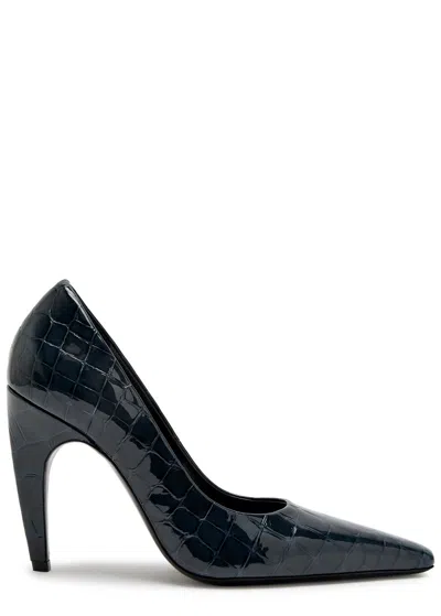 Jude Fame Crocodile-effect Leather Pumps In Blue