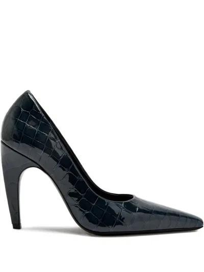 Jude Fame Pointed-toe Crocodile-embossed Pumps In Blue