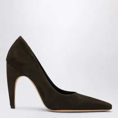 Jude Fame Pumps In Khaki Suede Leather In Black