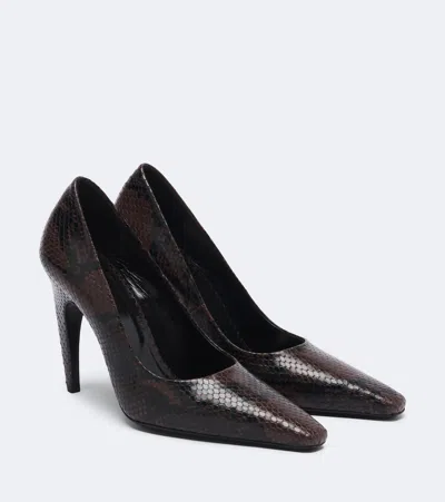 Jude Fame Snake-effect Leather Pumps In Brown