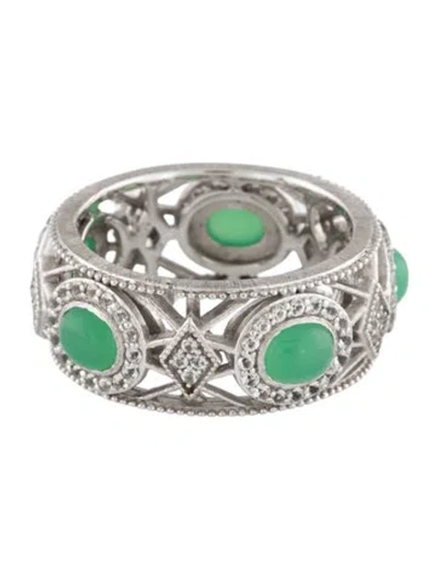 Pre-owned Jude Frances 1.27ct Chrysoprase & Topaz Band In Multicolor