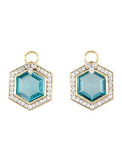 Pre-owned Jude Frances 18k 6.92ctw. Topaz & Diamond Earring Charms In Multi