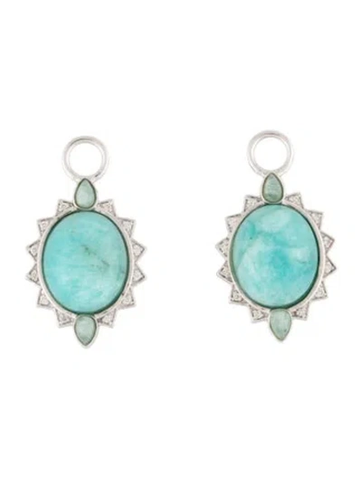 Pre-owned Jude Frances 18k Amazonite & Diamond Moroccan Jamila Earring Enhancers In Multi