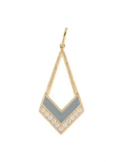 Pre-owned Jude Frances 18k Diamond & Enamel Lisse Kite Drop Pendant In Gray