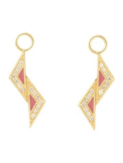 Pre-owned Jude Frances 18k Diamond & Enamel Lisse Shifted Kite Earring Enhancers In Multi