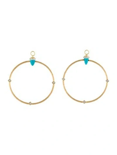 Pre-owned Jude Frances 18k Diamond & Resin Lisse Earring Enhancers In Blue