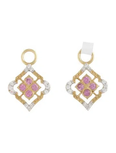 Pre-owned Jude Frances 18k Diamond And Sapphire Moroccan Earring Charms In Clear/pink