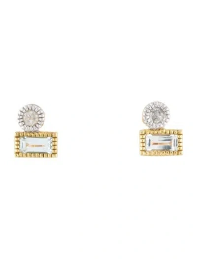 Pre-owned Jude Frances 18k Diamond & Topaz Stud Earrings In Multicolor