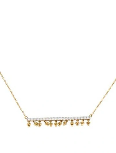 Pre-owned Jude Frances 18k Diamond Bar Necklace & Dangling Beads, 18" In Multicolor