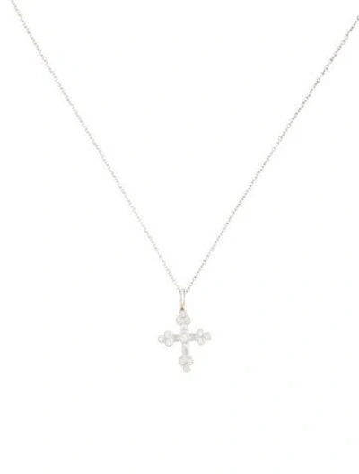 Pre-owned Jude Frances 18k Diamond Cross Pendant Necklace, 16" In Multicolor