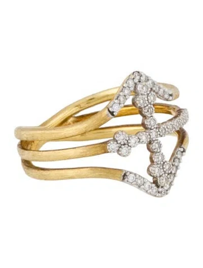 Pre-owned Jude Frances 18k Diamond Cross Ring In Multicolor