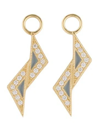 Pre-owned Jude Frances 18k Diamond Enamel Lisse Shifted Kite Earring Charms In Gray