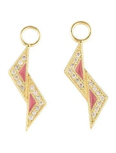 Pre-owned Jude Frances 18k Diamond Enamel Lisse Shifted Kite Earring Charms In Pink