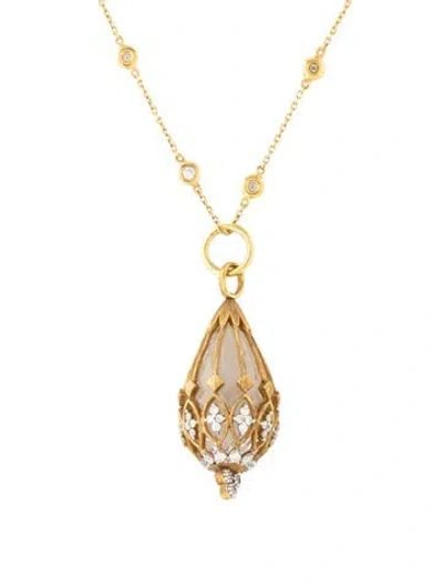 Pre-owned Jude Frances 18k Diamond Filigree Pendant Necklace, 16" In Multicolor