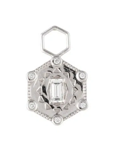 Pre-owned Jude Frances 18k Diamond Hexagon Single Enhancer Charm Earring In Multi