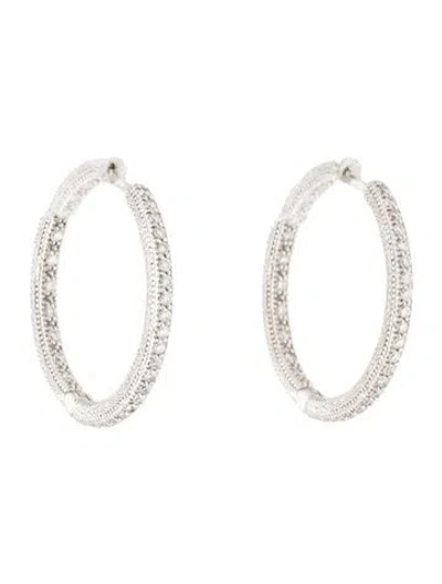 Pre-owned Jude Frances 18k Diamond Hoop Earrings In Multi