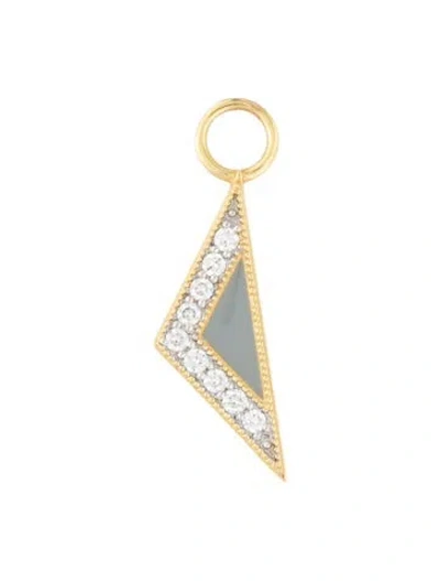 Pre-owned Jude Frances 18k Diamond Lisse Enamel Earring Charm In Gray