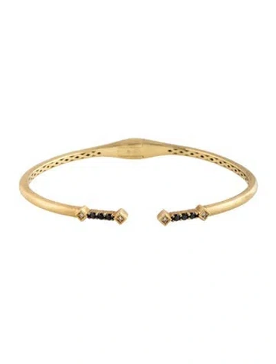 Pre-owned Jude Frances 18k Diamond Lisse Hinged Cuff, 6.25" In Multicolor