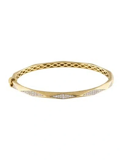 Pre-owned Jude Frances 18k Diamond Lisse Raised Pyramid Bangle, 6.5" In Multi