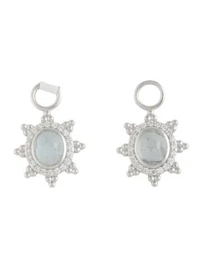 Pre-owned Jude Frances 18k Diamond Provence Pave Halo Trio Sunburst Earring Charm In Clear