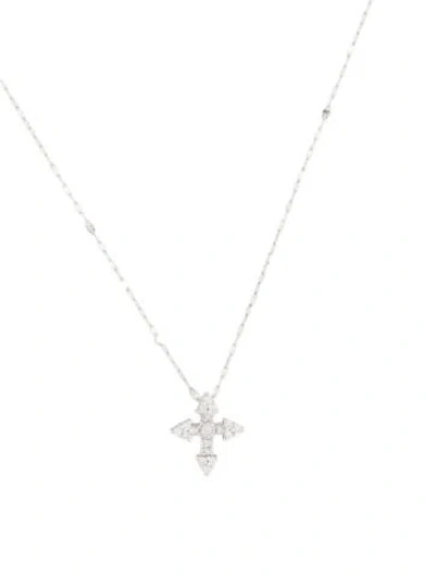 Pre-owned Jude Frances 18k Diamond Provence Tiny Cross Pendant Necklace, 16.25" In Multi