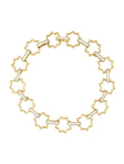 Pre-owned Jude Frances 18k Diamond Star Link Bracelet, 6.5" In Multicolor