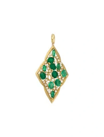 Pre-owned Jude Frances 18k Emerald & Diamond Moroccan Cobblestone Pendant In Multi