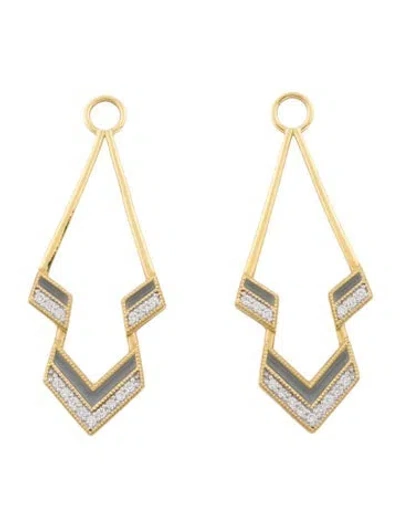 Pre-owned Jude Frances 18k Enamel & Diamond Lisse Earring Enhancers In Blue