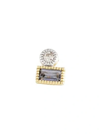 Pre-owned Jude Frances 18k Iolite & Diamond Single Stud Earring In Multicolor