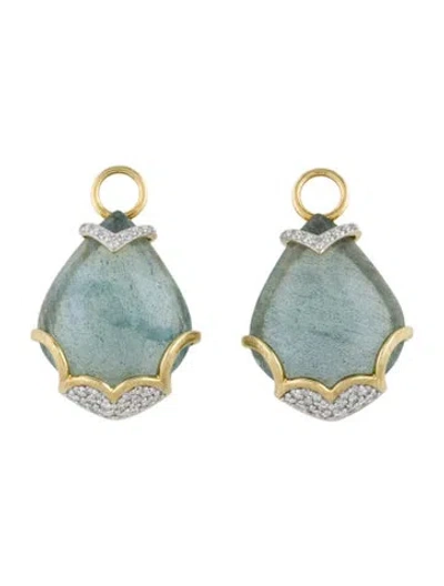 Pre-owned Jude Frances 18k Labradorite Doublet & Diamond Earring Enhancers In Multicolor
