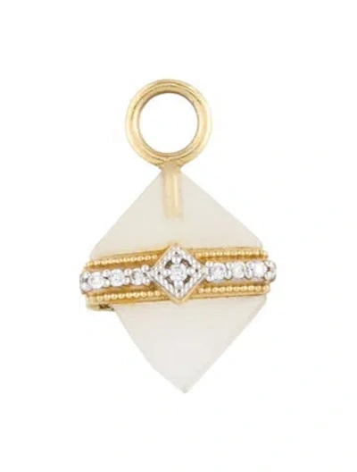 Pre-owned Jude Frances 18k Moonstone & Diamond Charm, 0.75" In Multi