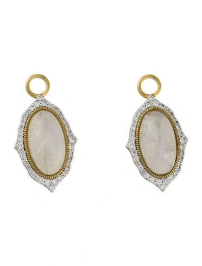 Pre-owned Jude Frances 18k Moonstone & Diamond Moroccan Earring Enhancers In Multi