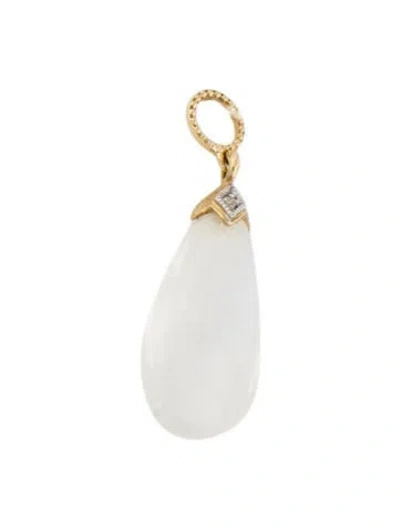 Pre-owned Jude Frances 18k Moonstone Labradorite & Diamond Single Earring Charm In Multicolor