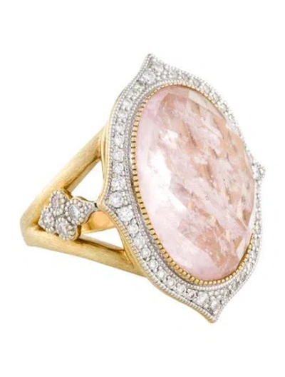 Pre-owned Jude Frances 18k Morganite & Diamond Moroccan Cocktail Ring In Multi