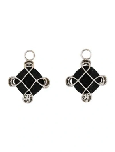 Pre-owned Jude Frances 18k Onyx & Diamond Earring Enhancers In Multi