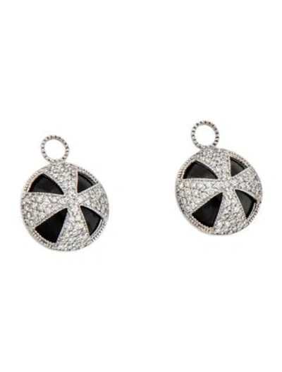 Pre-owned Jude Frances 18k Onyx & Diamond Earring Enhancers In Multicolor