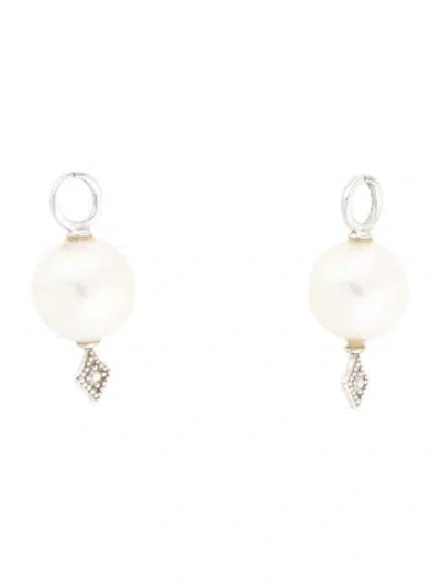 Pre-owned Jude Frances 18k Pearl & Diamond Earring Enhancers In Multicolor