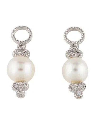 Pre-owned Jude Frances 18k Pearl & Diamond Provence Earring Enhancers In Multicolor
