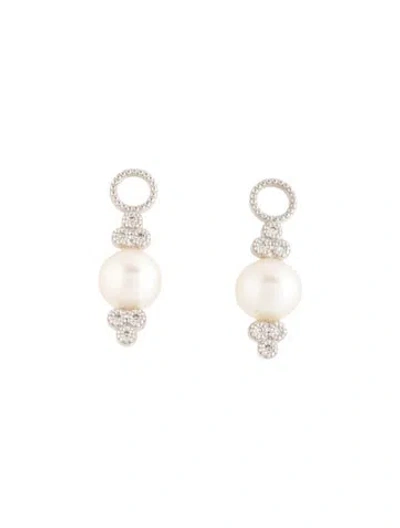 Pre-owned Jude Frances 18k Pearl & Diamond Provence Earring Enhancers In Multicolor