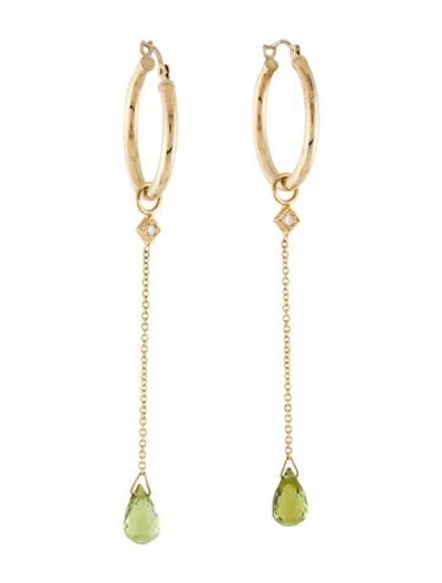 Pre-owned Jude Frances 18k Peridot & Diamond Drop Earrings In Multi
