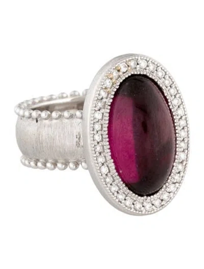 Pre-owned Jude Frances 18k Rhodolite Garnet & Diamond Cocktail Ring In Multicolor