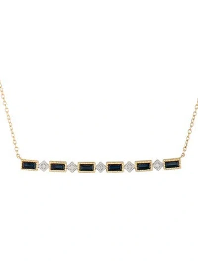 Pre-owned Jude Frances 18k Sapphire & Diamond Lisse Kite Baguette Bar Necklace, 17.75" In Multicolor