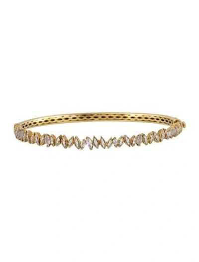 Pre-owned Jude Frances 18k Topaz & Diamond Bangle Bracelet, 6.5" In Clear