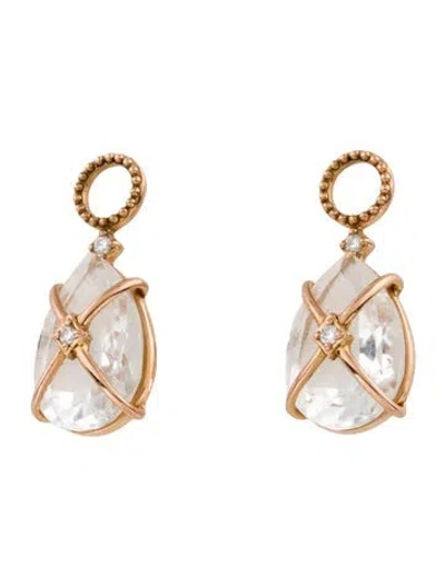 Pre-owned Jude Frances 18k Topaz & Diamond Criss-cross Earring Enhancers In Multi