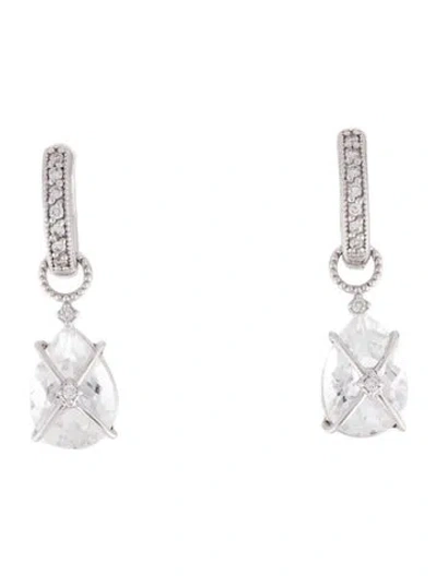 Pre-owned Jude Frances 18k Topaz & Diamond Drop Earrings In Multi