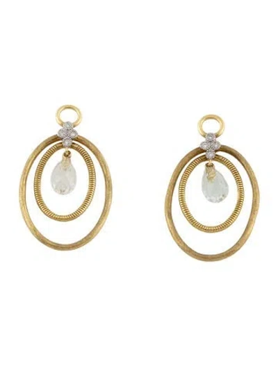 Pre-owned Jude Frances 18k Topaz & Diamond Oval Provence Earring Enhancers W/ Tags In Multicolor