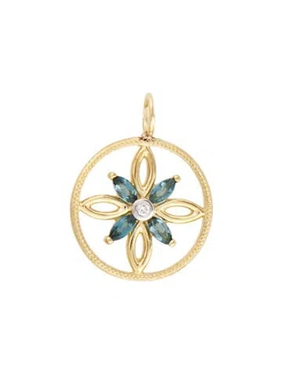 Pre-owned Jude Frances 18k Topaz & Diamond Pendant In Multi