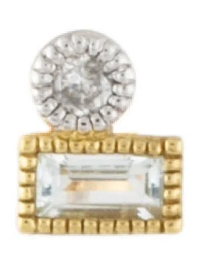 Pre-owned Jude Frances 18k Topaz & Diamond Petite Single Stud Earring In Multicolor