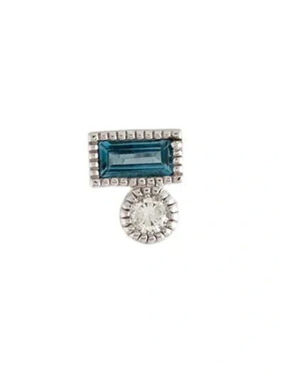 Pre-owned Jude Frances 18k Topaz & Diamond Petite Single Stud Earring In Multicolor