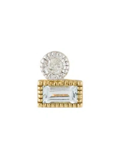 Pre-owned Jude Frances 18k Topaz & Diamond 'single' Stud Earring In Multicolor